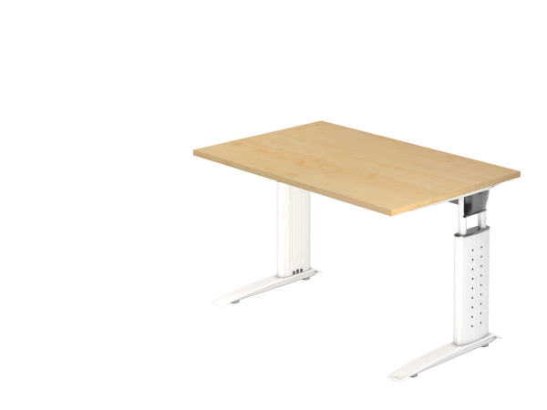 Höhenverstellbarer Schreibtisch 120 x 80 cm Typ U120 , ahorn/weiß