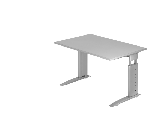 Höhenverstellbarer Schreibtisch 120 x 80 cm Typ U120 , grau/silber