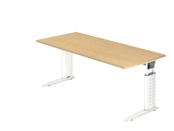 Höhenverstellbarer Schreibtisch: 180 x 80 cm, Typ U180, Farbe: ahorn/weiß