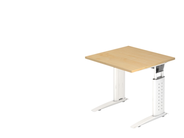 Schreibtisch 80 x 80 cm Typ U80 höhenverstellbar | ahorn/weiß