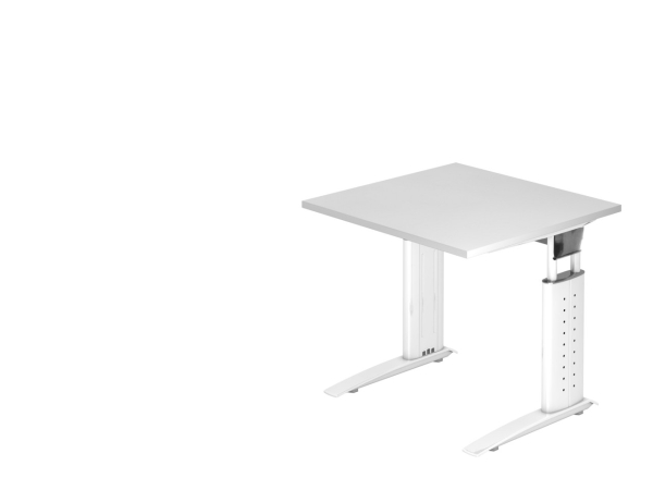 Schreibtisch 80 x 80 cm Typ U80 höhenverstellbar | weiß/weiß