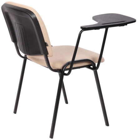 Seminarstühle mit Schreibplatte, Stoff creme, Rückseite mit Kunststoffabdeckung schwarz