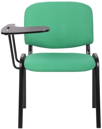 Preiswerte Seminarstühle mit Klapptisch in grünem Stoff