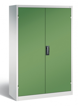1200 mm breiter Sichtlagerkastenschrank (Türen grün) inkl. Sichtlagerkästen