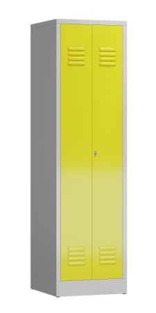 Spindschrank Typ LL1 500 mm breit mit 4 Fachböden lichtgrau/zinkgelb