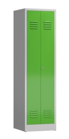 Spindschrank Typ LL1 500 mm breit mit 4 Fachböden lichtgrau/gelbgrün