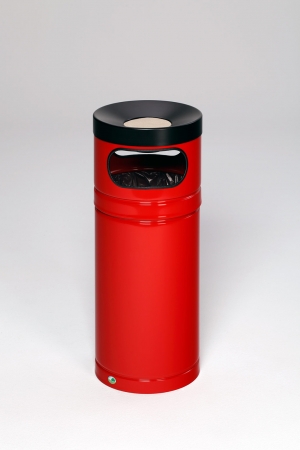 Standascher für Sandbefüllung mit Abfallbehälter rot für Kunststoffbeutel