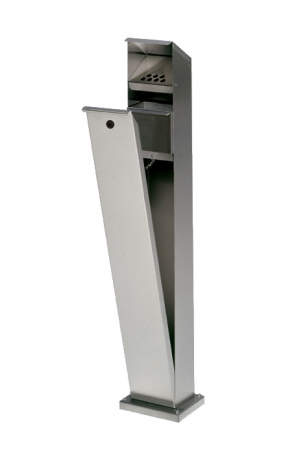 Standascher für den Außenbereich Edelstahl, poliert mit Schloss (1 Schlüssel) und Bodenplatte für ein sicheres Aufdübeln.
