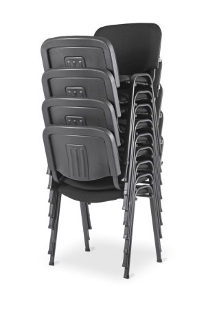 Stapelbare Besucherstühle vom Typ SB mit schwarzem Stoff u. schwarzem Gestell