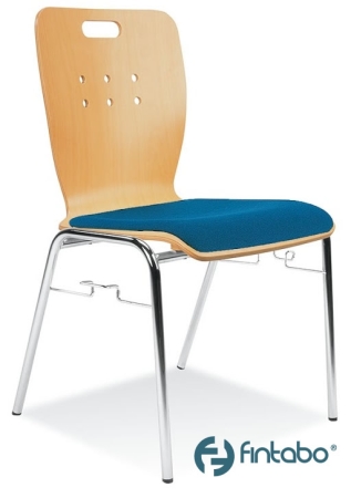 Stapelbare Besucherstühle mit Sitzpolster auf dem Holzsitz (Holzschalenstühle)