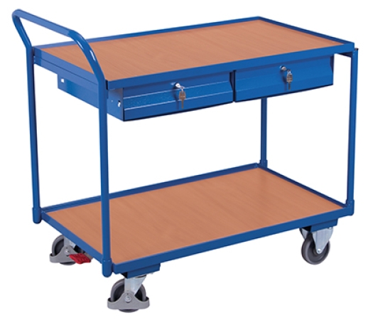 Tischwagen mit zwei abschließbaren Schubladen