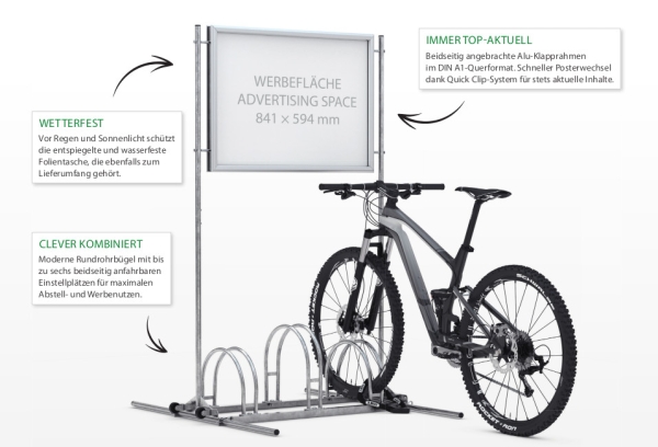 Reklame-Fahrradständer Werbefläche: 841 × 594 mm (B x H)