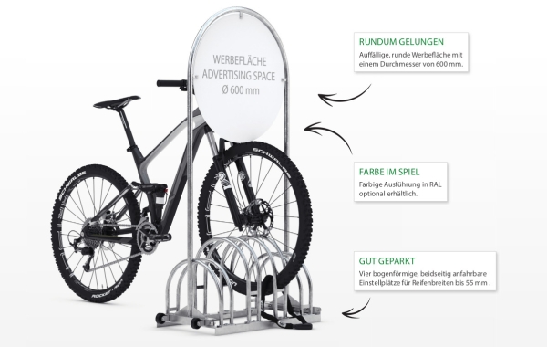 Einzigartiger Werbefahrradständer Typ FS840