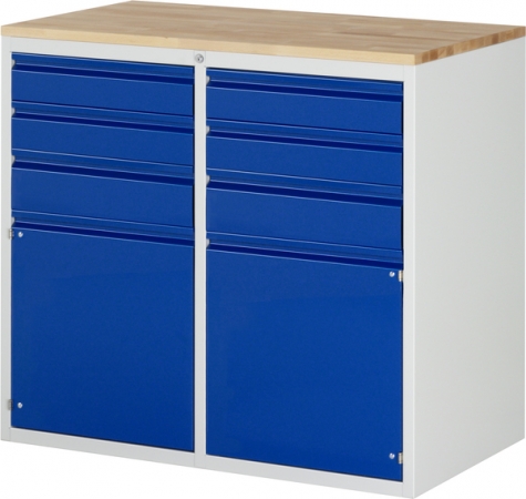 Werkstatt Schubladenschrank - Qualitäts Werkstattschrank mit Holz Oberseite