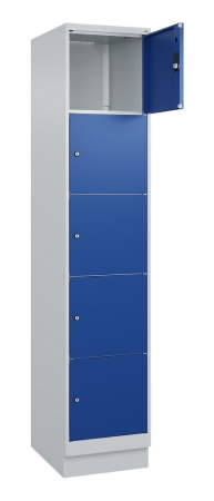 400 mm breiter Wertfachschrank mit 5 Fächern, lichtgrau/enzianblau