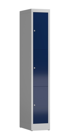 Wertfachschrank Typ LL101 mit 3 Fächern, lichtgrau/enzianblau - RAL 7035/5010