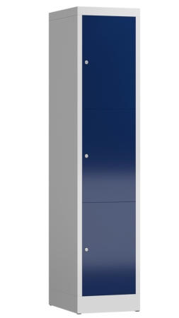 Wertfachschrank Typ LL102 mit drei Fächer, lichtgrau/enzianblau - RAL 7035/5010