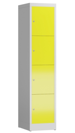 Wertfachschrank mit 4 Abteilen (bunte Türen mögl.), lichtgrau/zinkgelb - RAL 7035/1018