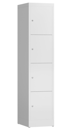Wertfachschrank mit 4 Abteilen (bunte Türen mögl.), signalweiß/signalweiß - RAL 9003/9003