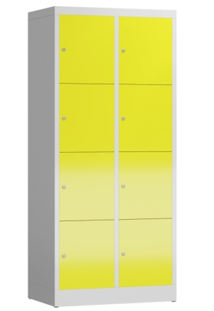 Wertfachschrank mit 8 Abteilen u. farbige Türen, lichtgrau/zinkgelb - RAL 7035/1018