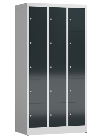 Wertfachschrank mit 3 x 5 Fächern Typ LL119, lichtgrau/anthrazitgrau RAL 7035/7016