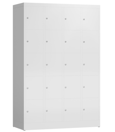 Wertfachschrank mit 4 x 5 Fächern Typ LL120, signalweiß/signalweiß - RAL 9003/9003