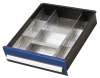 Einteilungsset (Schubladenfront blau) für 100 x 500 mm Schubladen für Werkzeugschränke mit Mitteltrennwand