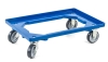 Eurokastenroller aus Kunststoff,  für 600 x 400 mm Eurokasten 250 kg Traglast blau