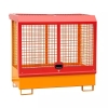 Gefahrstoffbox orange für Innenbereich mit Gitterwände und Haube rot