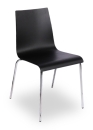 Holzschalenstühle / Besucherstühle, belastbar bis 160 kg, Sitz schwarz, Gestell verchromt