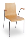 Holzschalenstühle mit Armlehnen (Typ XT) mit Chromgestell, bis 160 kg belastbar