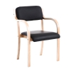Holzstühle mit Armlehnen, Kunstlederbezug schwarz