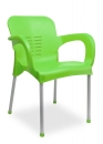 Kunststoffstühle grün für Innen- u. Außenbereiche, stapelbar