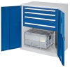 Schwerlast-Werkzeugschrank blau. Sortier-System Typ 62: Materialschrank mit 4 Schubladen