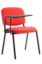 Seminarstühle mit Klapptisch in rotem Stoff u. schwarzem Stahlgestell