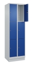 Metall Wertfachschrank mit 6 x 300 mm Fächern, lichtgrau/enzianblau