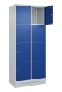 Fächerspind mit 8 x 400 mm breiten Fächern, lichtgrau/enzianblau